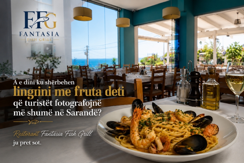 A e dini ku shërbehen linguini me fruta deti që turistët fotografojnë më shumë në Sarandë? Restorant Fantasia Fish Grill ju pret sot.