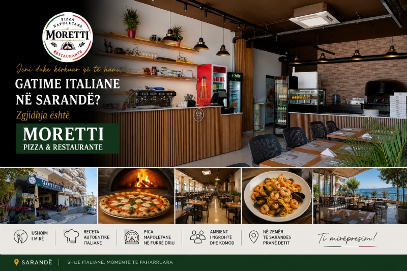 A jeni duke kërkuar që të hani gatime italiane në Sarandë? Zgjidhja është Moretti Pizza & Restaurante.